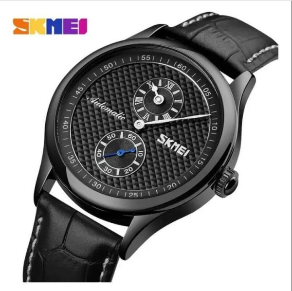 SKMEI 9238 Automatic Mechanical Business Chronograph Leather Strap Watch For Men