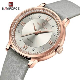 Naviforce NF5036 Classic Rhinestone Surrounded watch For Women - Grey