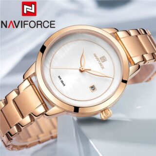 NAVIFORCE NF5008 Date Function Marble Finish Luxury Quartz Watch For Women - Rosegold