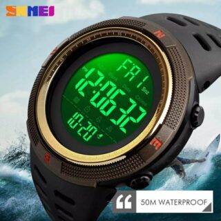 SKMEI 1251 Men Sports Multifunction Alarm Clock Digital LED Waterproof Watch - Black/RoseGold