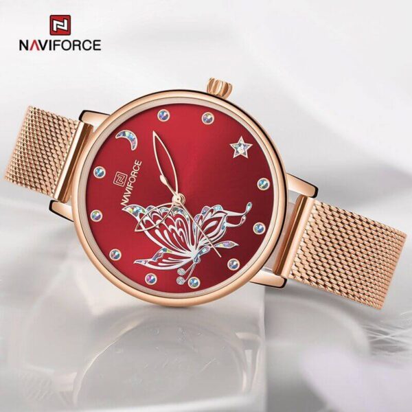 NAVIFORCE Nf5011 Noble Series Elegant Ladies Watch For Women - Red/Rosegold