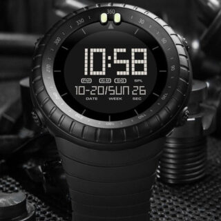 SKMEI 1992 Digital LED Display Sport 50M Waterproof Dual Display Watch For Men - Black