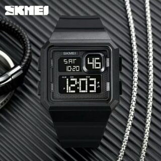 SKMEI 1877 Fashion Outdoor Multifunction Countdown LED Digital wristwatch For Men - Black