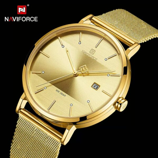 NAVIFORCE NF3008 Date Function Stylish Elegant Casual Quartz Watch For Women - Golden