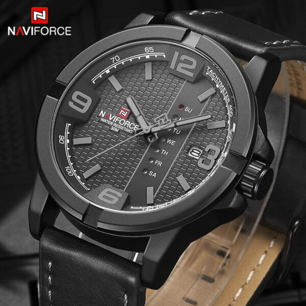 NAVIFORCE NF9177 Watch for men Top Luxury Series Day Date Function Analogue Quartz - Black