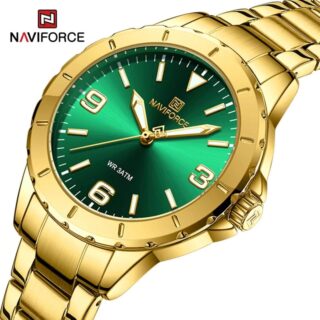 NaviForce NF5022 Casual Elegant Stainless Steel Quartz Watch For Women - Golden/Green