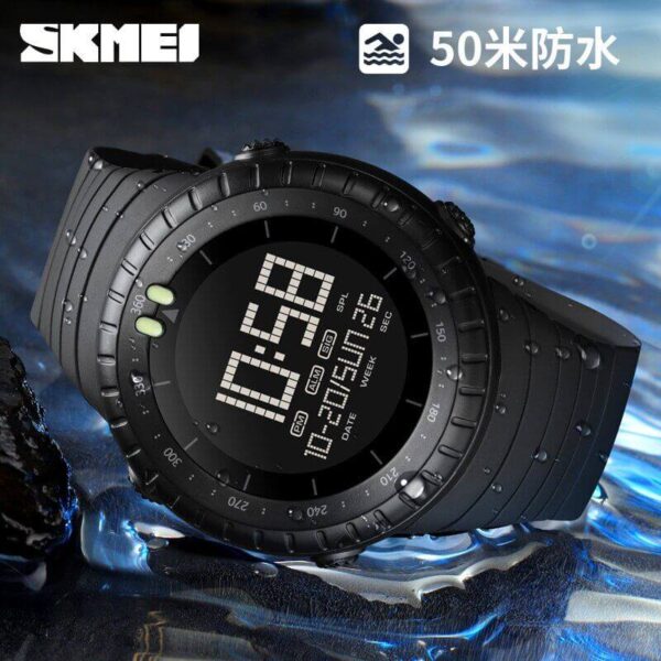 SKMEI 1992 Digital LED Display Sport 50M Waterproof Dual Display Watch For Men - Black