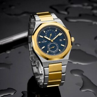 SWISH SW2311 Men's Octagonal Shape Chronograph Date Display Stainless Steel Quartz Wristwatch - Golden/Blue