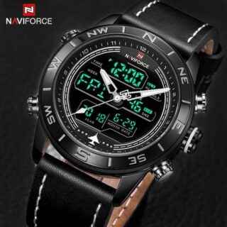 NAVIFORCE NF9144 Double Time Digital/Analog Quartz Watch For Men - White/Black