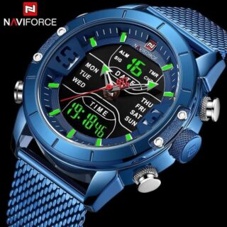 NAVIFORCE Nf9153 Multifunction Stainless Steel Digital/Analog Watch For Men – Blue