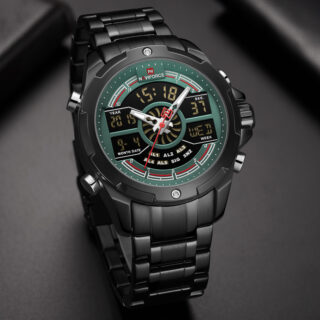 NAVIFORCE Nf9170 Dual Movement Digital Analogue Quartz Watch For Men - Green/Black
