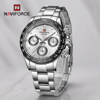 NAVIFORCE NF9193 Unisex Classic Business Luminous Multifunction Chronograph Stainless Steel Watch - Silver