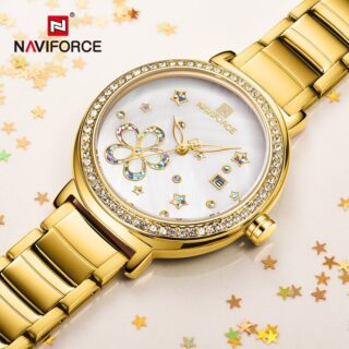 NAVIFORCE NF5016 Women's Shiny Star Stainless Steel Elegant Quartz Watch - Golden