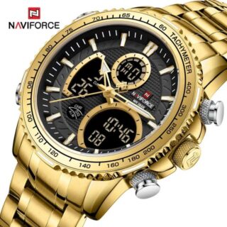 NAVIFORCE NF9182 Multi-Function Digital/Analog Watch For Men - Golden/Black