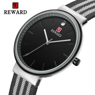 REWARD RD63062 Men's Luxury Simple Creativity Personality Ultra-thin Unique Crystal Dial Watch - Black