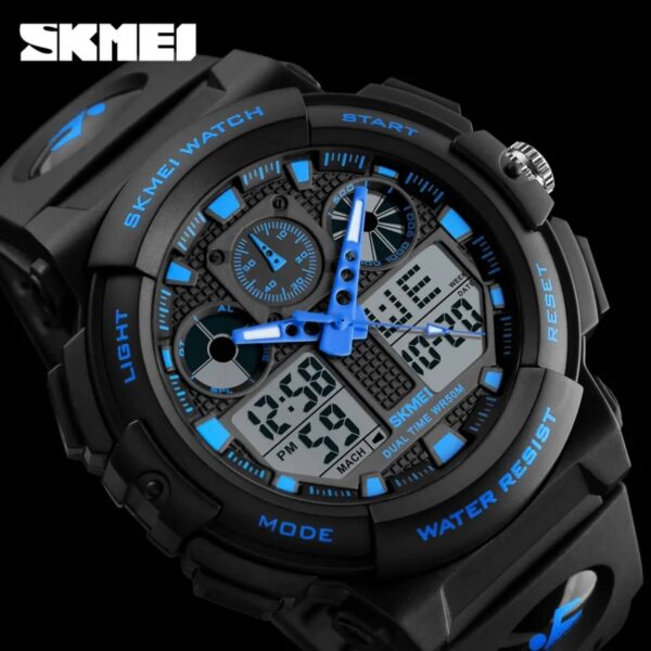 SKMEI 1270 Digital Analog Multifunction Men's Military Outdoor Chrono EL Light Display Sport Watch - Blue/Black