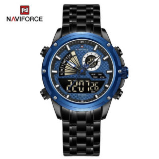 NaviForce NF9205 Luxury Dual Display Men Luminous Stainless Steel Watch - Blue/Black