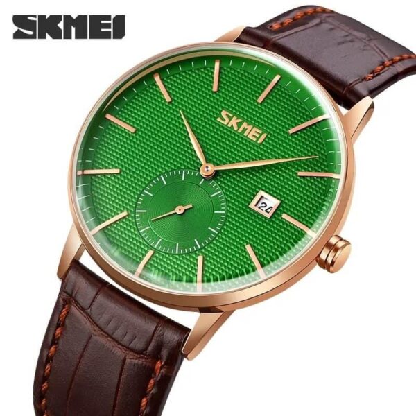 SKMEI 9273 Japan Quartz Movement Date Time Sports Watch for Men - Green/Brown