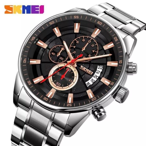 SKMEI 9285 Men's Business Multifunction Date Display Chronograph Stainless Steel Watch - Silver/Black