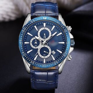 NAVIFORCE NF8001 Men's Business Edition Multifunction Leather Strap Watch - Blue