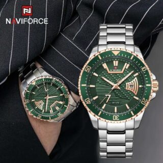 NAVIFORCE NF9191 Men's Classic Stainless Steel Luminous Analog Casual Watch - Silver/Green