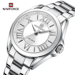 NaviForce NF5037 Luxury Elegant Roman Numeral Index Watch For Women - Silver
