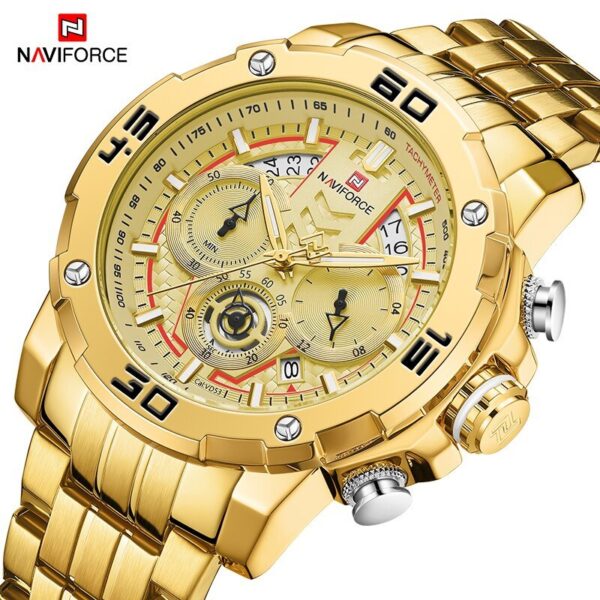 Naviforce NF9175 Stainless Steel Chronograph Watch For Men - Golden