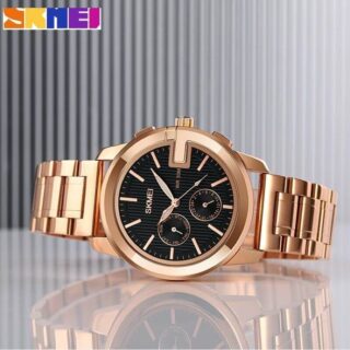 SKMEI 1962 Business Classic Stainless Steel Day Display Chronograph Quartz Watch For Men - RoseGold