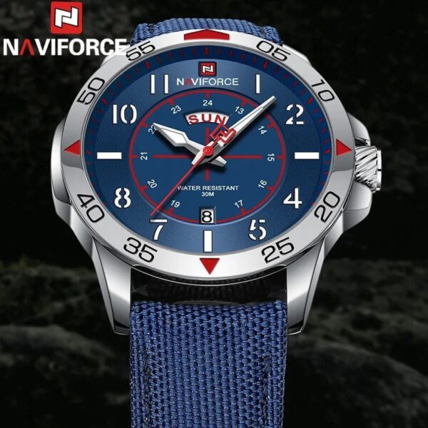 NaviForce NF9204 Stylish Day Date Display Nylon Strap Watch For Men - Blue