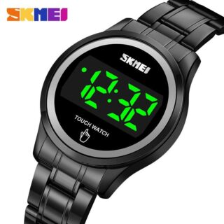 SKMEI 1737 LED Display Date Timer Digital Stainless Steel Waterproof Touch Watch For Women - Black