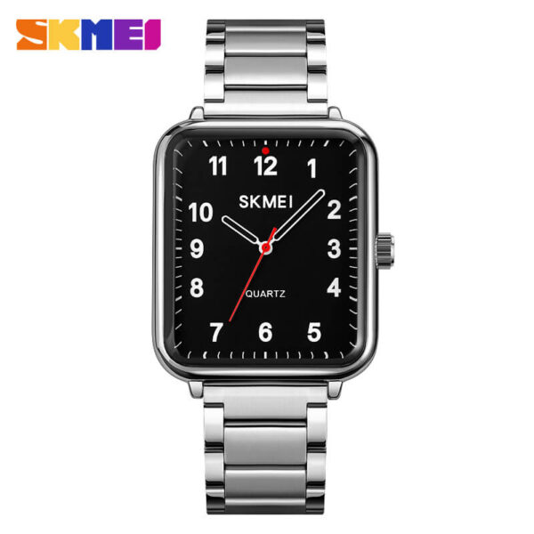 SKMEI 1955 Casual Elegant Women Watch Rectangle Dial Shape Stainless Steel Quartz - Silver/Black