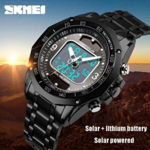 SKMEI1493 Luxury Men Quartz Dual Time Display Waterproof Stainless Steel Watch
