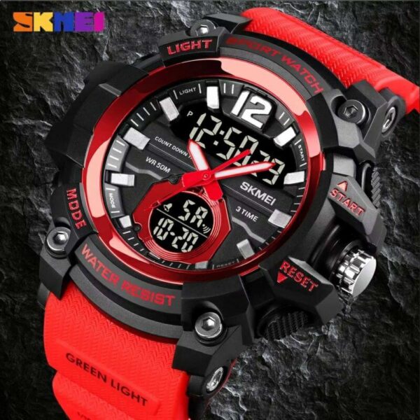 SKMEI 1725 Sport Military LED Digital Multifunction Large Dial Wristwatch For Men - Red