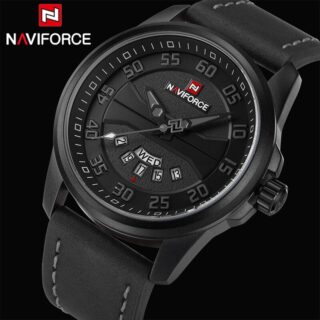 NaviForce NF9124 Day Date Function Analog Watch for Men – Black/Grey