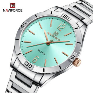 NaviForce NF 5021 Classic Elegant Numeral Index Minimalist Stainless Steel Quartz Watch For Women - Silver/Green