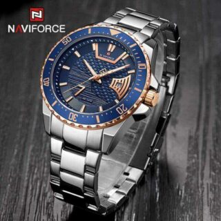 NAVIFORCE NF9191 Men's Classic Stainless Steel Luminous Analog Casual Watch - Blue/RoseGold