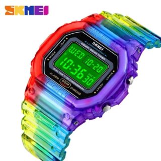 SKMEI 1622 Fashion Electroplated Case Transparent Strap Digital Unisex Wristwatch - Mixed Color