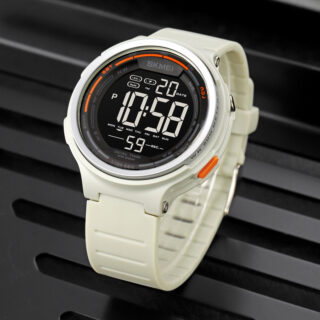 SKMEI 1841 Men's Outdoor Digital Sports LED Screen Large Face Military Silicone Strap Watch - Cream