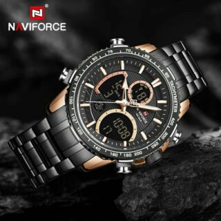 NAVIFORCE NF9182 Multi-Function Digital/Analog Casual Steel Watch For Men - Black/RoseGold