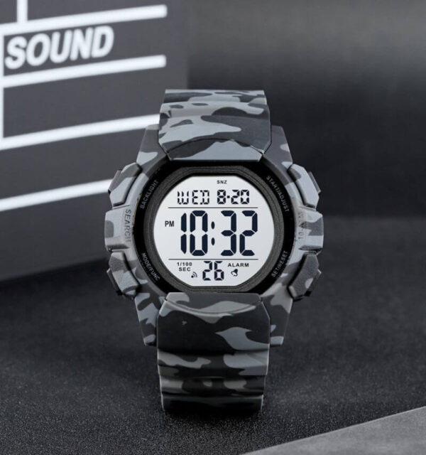 SKMEI 1771 LED Light Display Electronic Military Countdown Sport Watch For Men - Grey