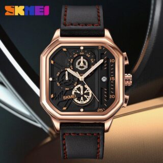 SKMEI 1963 Fashion Multifunction Chronograph Date Display Watch For Men - RoseGold/Black