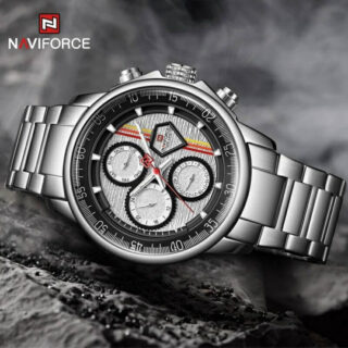 NAVIFORCE NF9184 Men's Original Business Stainless Steel Chronograph Wristwatch - Silver