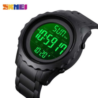 SKMEI 1624 Men Sport Digital Large Dial Multifunction 50M Waterproof Wristwatch - Black