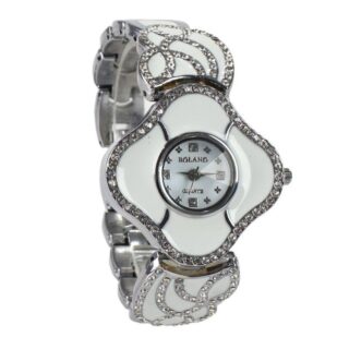 Bolano Floral Dial Watch For Ladies (Bo-1237) - White