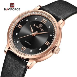 Naviforce NF5036 Classic Rhinestone Surrounded watch For Women - Black