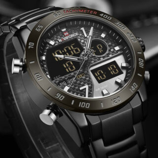 NAVIFORCE Nf9171 Dual Movement Digital Analog Function Quartz Watch - Black