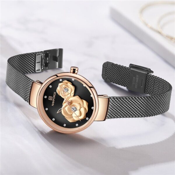 NAVIFORCE NF5013 Creative 3D Fashion Quartz Watch For Women - Black