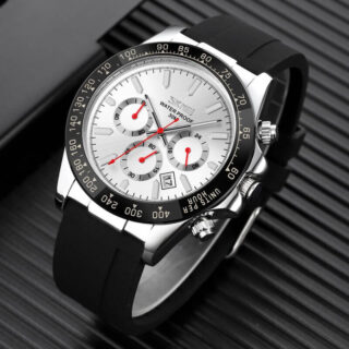 SKMEI 9275 Men's Business Chronograph Date Display Silicon Strap Quartz Watch - White/Black