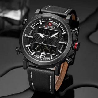 NAVIFORCE NF9135 Digital Analog Dual Movement Luxury Watch For Men - Black