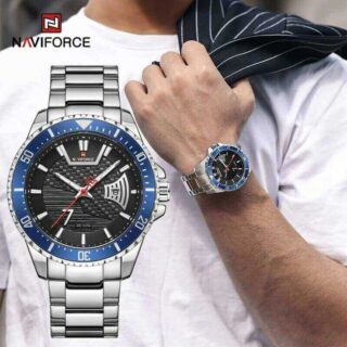 NAVIFORCE NF9191 Men's Classic Stainless Steel Luminous Analog Casual Watch - Silver/Blue